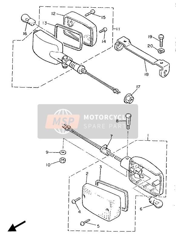 Yamaha XJ900F 1989 Luz intermitente para un 1989 Yamaha XJ900F