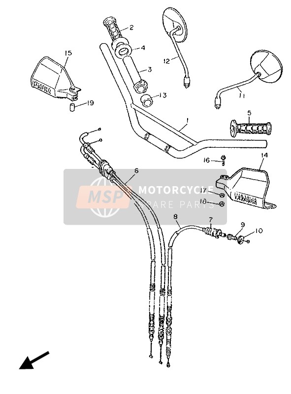 Yamaha XT600 1989 Manija de dirección & Cable para un 1989 Yamaha XT600