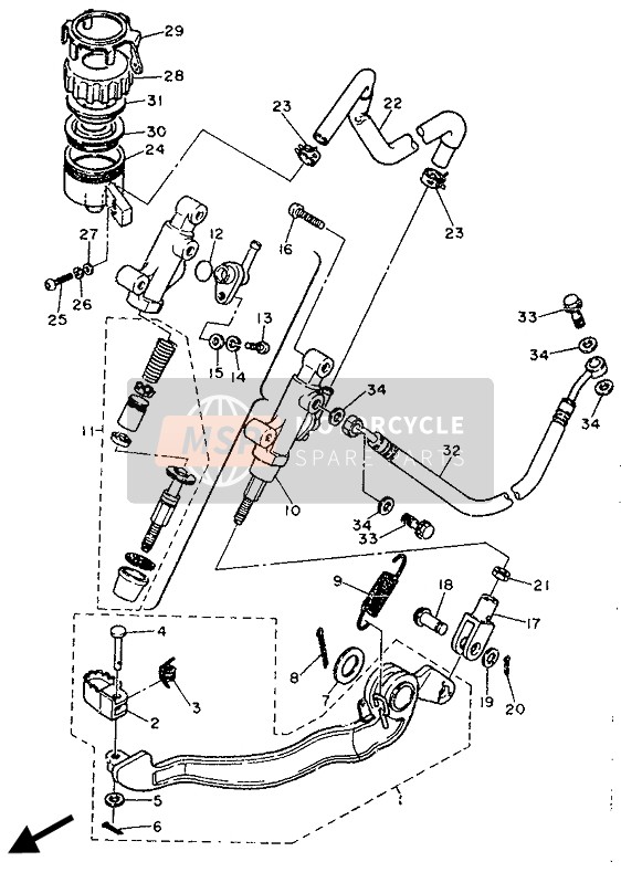 Yamaha XT600 1989 Rear Master Cylinder for a 1989 Yamaha XT600