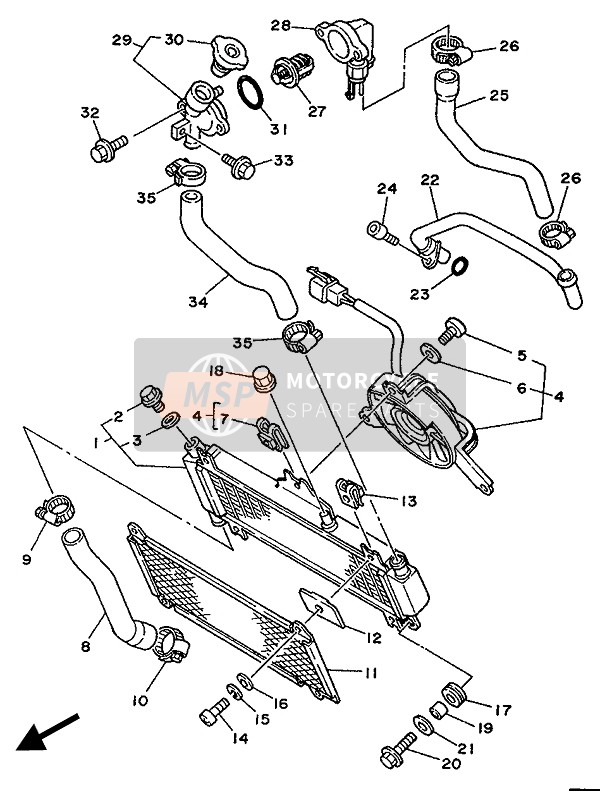 Yamaha XTZ750 SUPERTENERE 1989 Radiator & Hose for a 1989 Yamaha XTZ750 SUPERTENERE