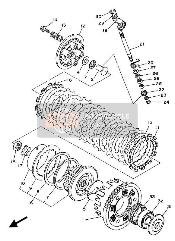 Yamaha XTZ750 SUPERTENERE 1989 Clutch for a 1989 Yamaha XTZ750 SUPERTENERE