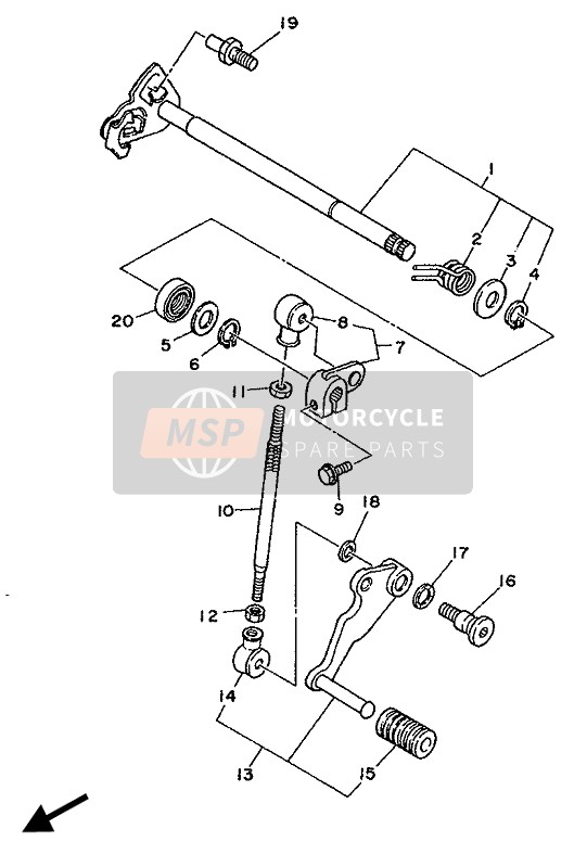 Yamaha XTZ750 SUPERTENERE 1989 Shift Shaft for a 1989 Yamaha XTZ750 SUPERTENERE