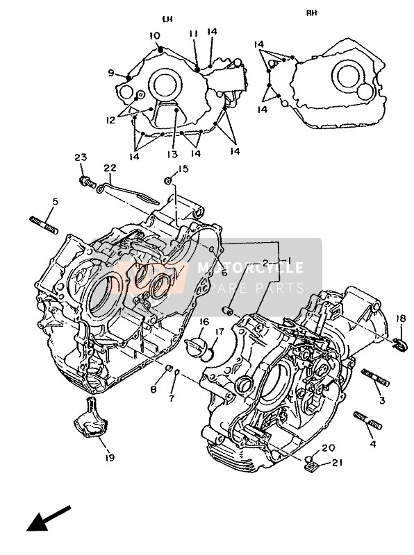 Yamaha XV1100 VIRAGO 1989 Crankcase for a 1989 Yamaha XV1100 VIRAGO