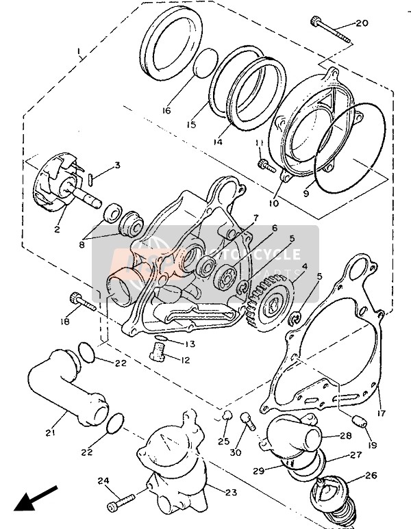 Yamaha XVZ13TD VENTURE ROYAL 1989 Water Pump for a 1989 Yamaha XVZ13TD VENTURE ROYAL