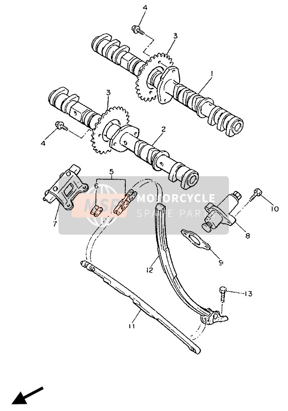 Yamaha FZ750 GENESIS 1990 Camshaft & Chain for a 1990 Yamaha FZ750 GENESIS