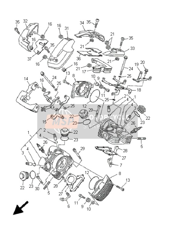 5KR111020000, Cylinder Head Assy, Yamaha, 0