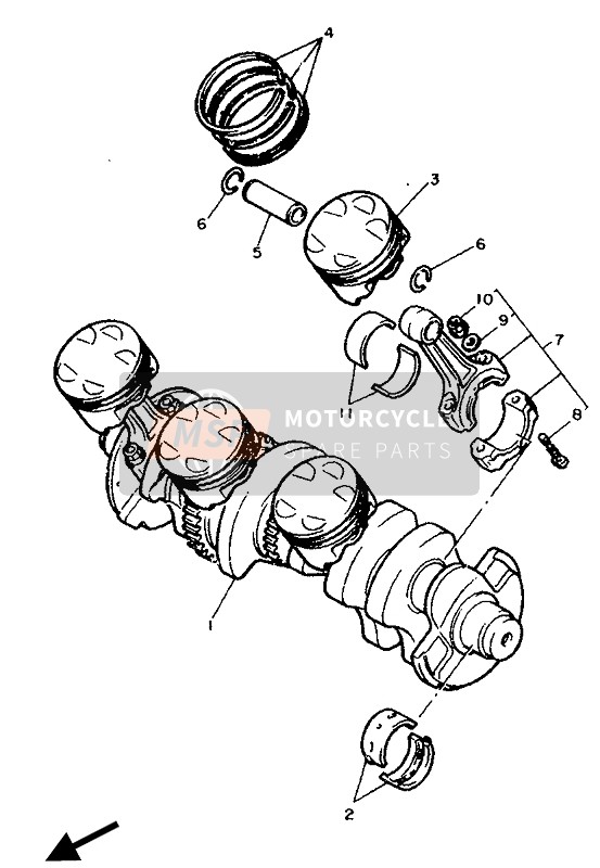 Yamaha FZR750R 1990 Crankshaft & Piston for a 1990 Yamaha FZR750R