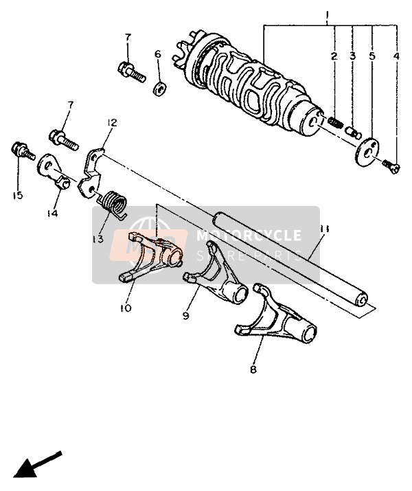 Yamaha FZR750R 1990 Shift Cam & Fourchette pour un 1990 Yamaha FZR750R