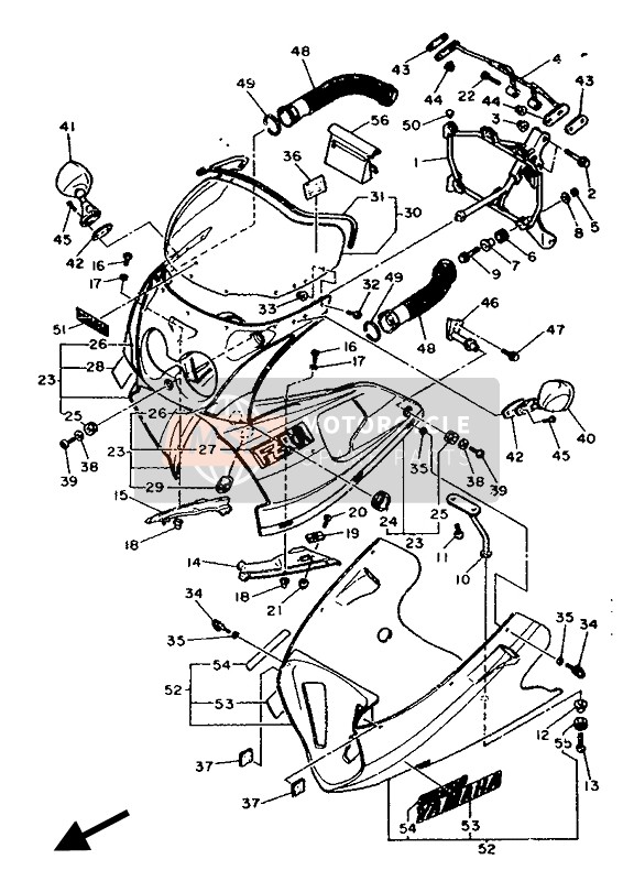 Yamaha FZR750R 1990 HAUBE 1 für ein 1990 Yamaha FZR750R