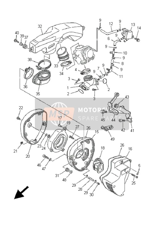 5KR1440F0000, Joint, Air Filter 1, Yamaha, 0