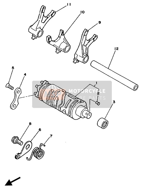 Yamaha TDR250 1990 Shift Cam & Fourchette pour un 1990 Yamaha TDR250