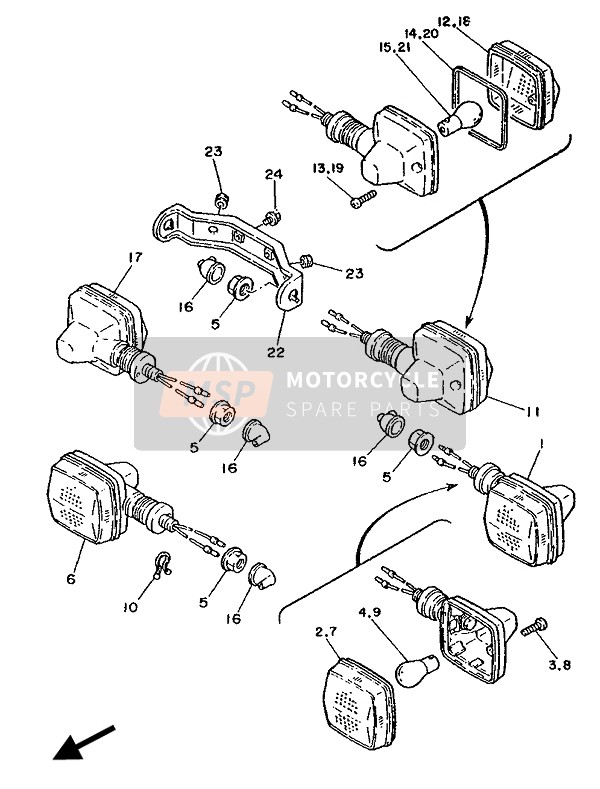 Yamaha TDR250 1990 Luce lampeggiante per un 1990 Yamaha TDR250