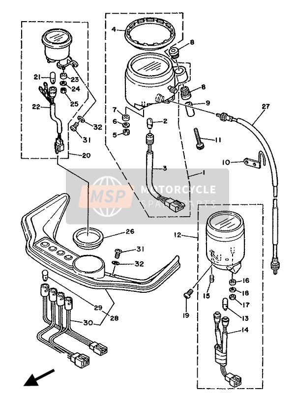 Yamaha TDR250 1990 Meter for a 1990 Yamaha TDR250