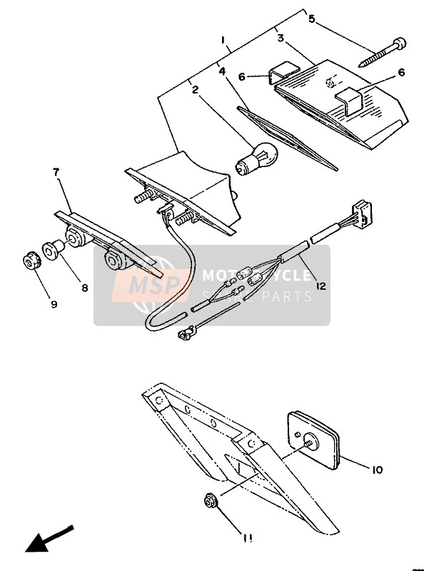 Yamaha TDR250 1990 RÜCKLICHT für ein 1990 Yamaha TDR250