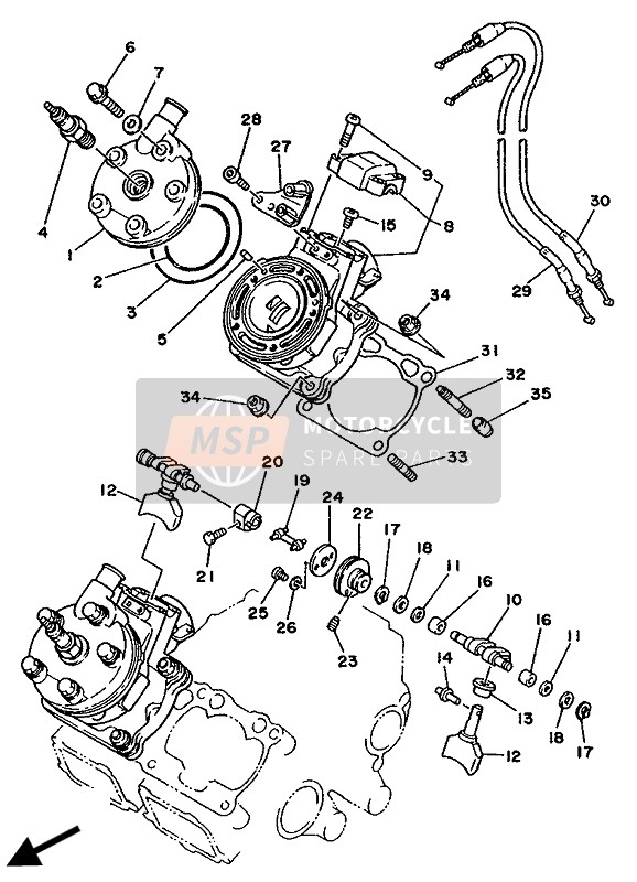 Yamaha TZ250 1990 Cylinder Head for a 1990 Yamaha TZ250