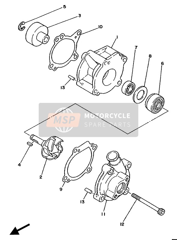 Yamaha TZ250 1990 Waterpomp voor een 1990 Yamaha TZ250