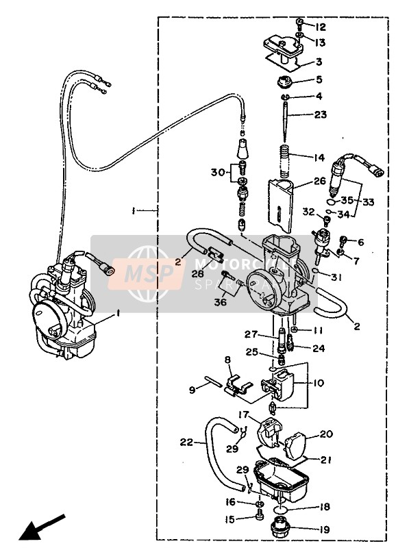 Yamaha TZ250 1990 Carburettor for a 1990 Yamaha TZ250