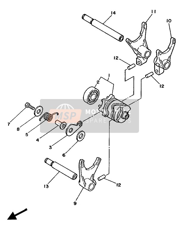 Yamaha TZ250 1990 Shift Cam & Fork for a 1990 Yamaha TZ250