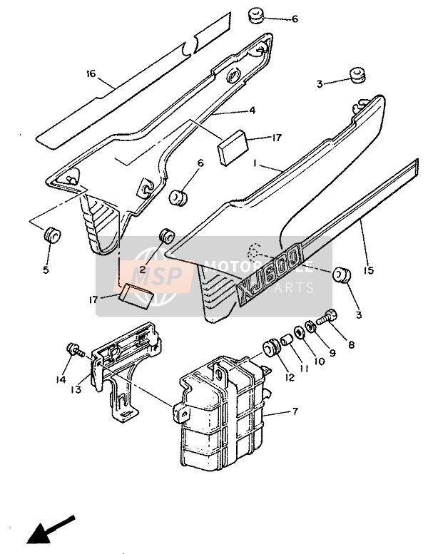 Yamaha XJ600 1990 Side Cover & Oil Tank for a 1990 Yamaha XJ600