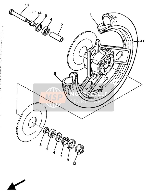 Yamaha XJ600 1990 Front Wheel for a 1990 Yamaha XJ600