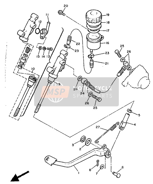 Yamaha XJ600 1990 Rear Master Cylinder for a 1990 Yamaha XJ600