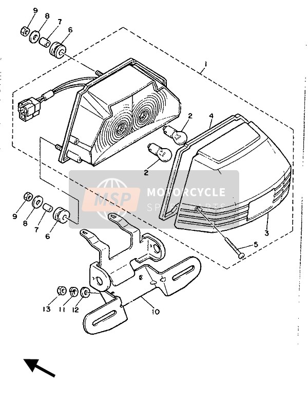 Yamaha XJ600 1990 Luz De La Cola para un 1990 Yamaha XJ600