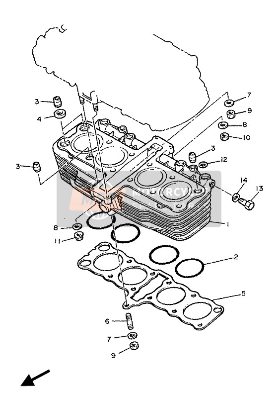 Yamaha XJ900 1990 Cilinder voor een 1990 Yamaha XJ900