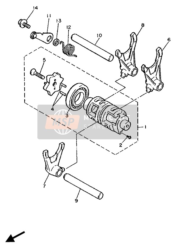 Yamaha XT600E 1990 Shift Cam & Fourchette pour un 1990 Yamaha XT600E