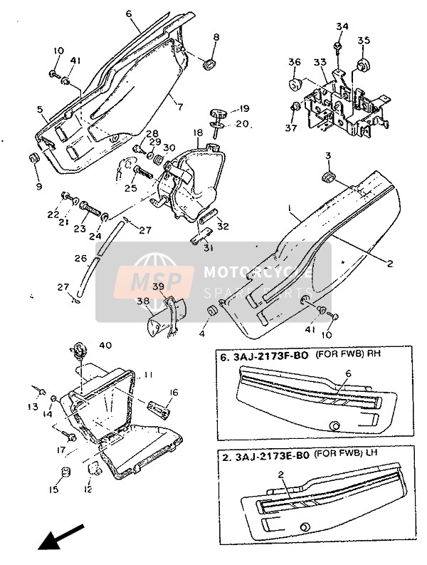 Yamaha XT600Z TENERE 1990 Couvercle latéral & Cuve à mazout pour un 1990 Yamaha XT600Z TENERE