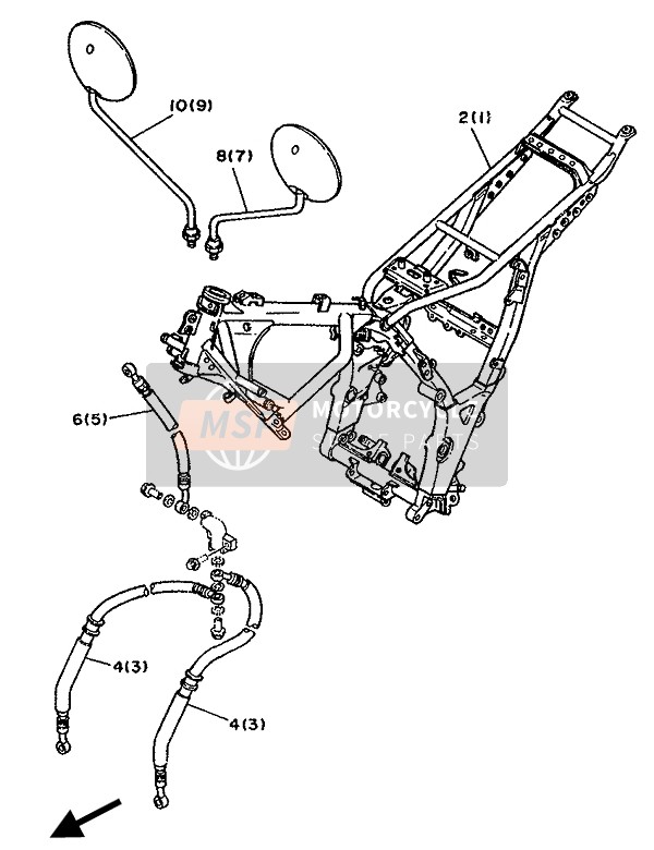 1Y1262900000, Ruckblickspiegel Kompl (R), Yamaha, 0