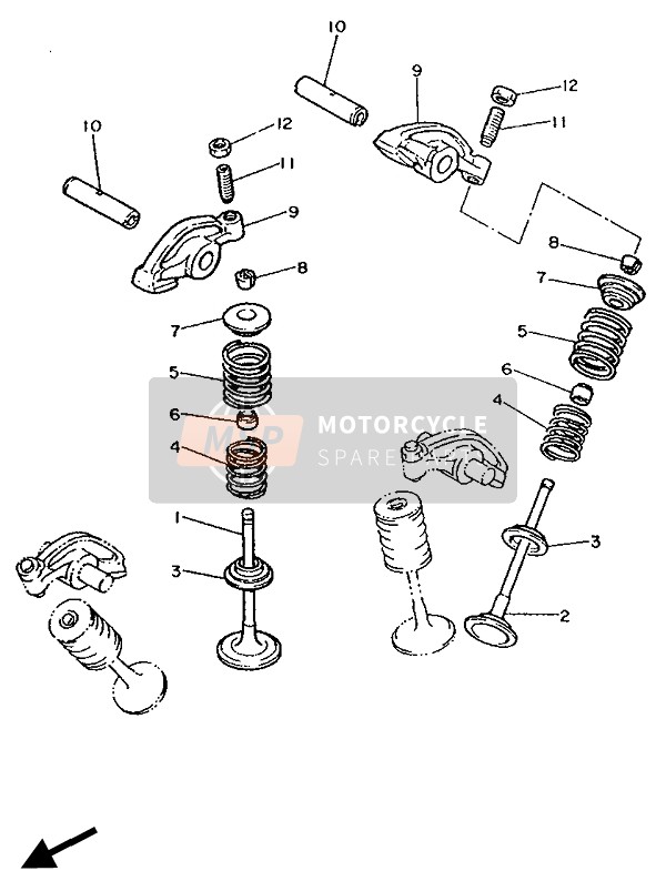 Yamaha XV535 VIRAGO 1990 Valvola per un 1990 Yamaha XV535 VIRAGO