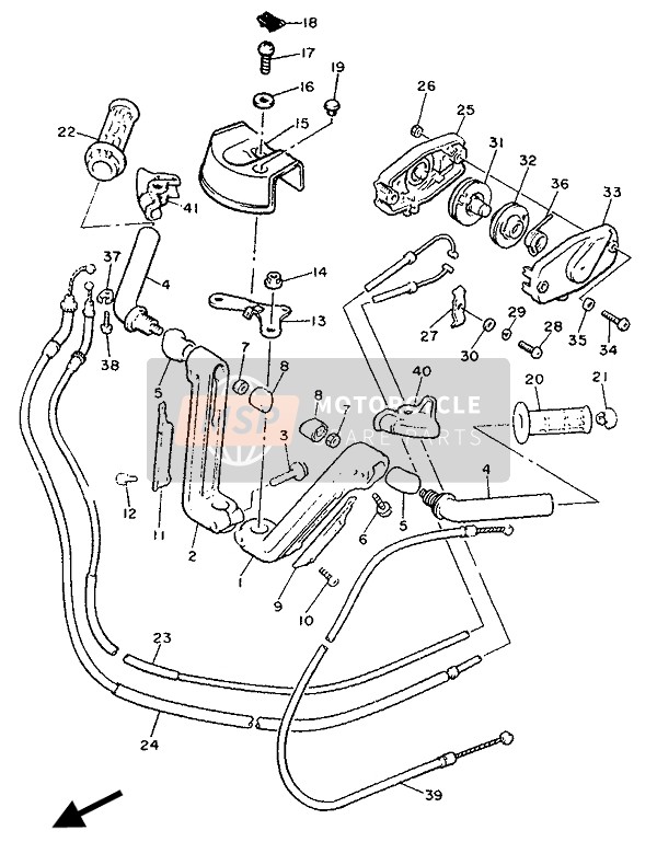 Yamaha XVZ13TD VENTURE ROYAL 1990 Stuurhandvat & Kabel voor een 1990 Yamaha XVZ13TD VENTURE ROYAL