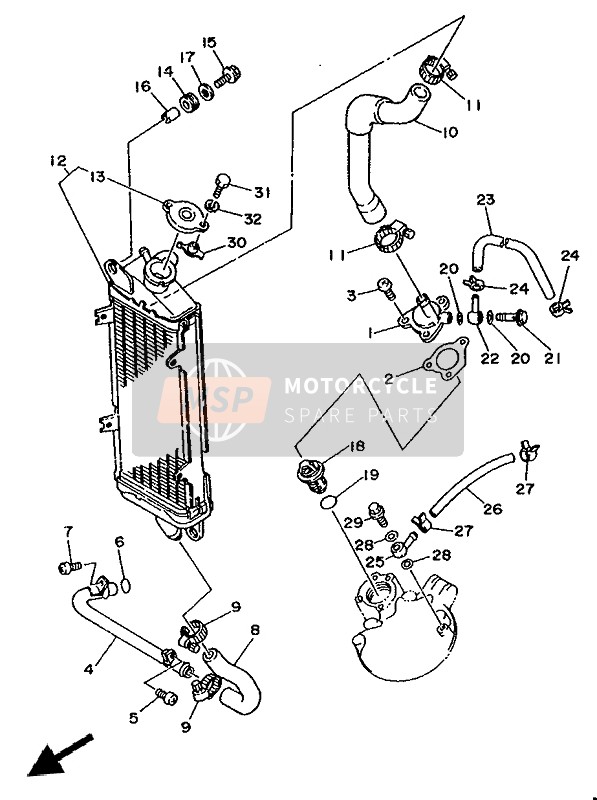 Yamaha DT125R 1993 Tuyau de radiateur pour un 1993 Yamaha DT125R