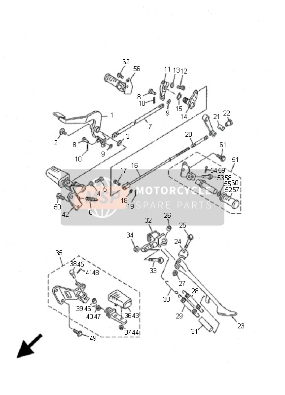 Yamaha XVS650 DRAGSTAR 2001 Estar & Reposapiés para un 2001 Yamaha XVS650 DRAGSTAR