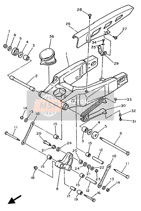 Yamaha FZR1000 1993 Braccio posteriore per un 1993 Yamaha FZR1000