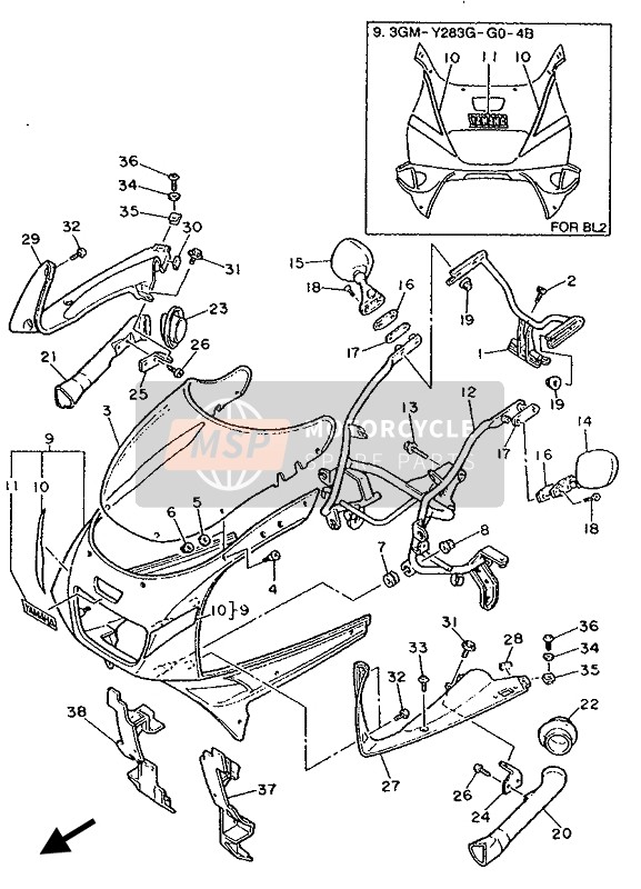 3CV262990000, Plate, Mirror Fitting 2, Yamaha, 2