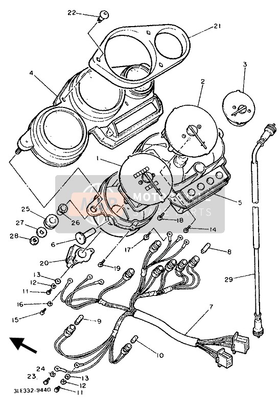 Yamaha FZR1000 1993 Mètre pour un 1993 Yamaha FZR1000