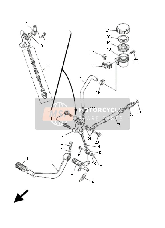 Yamaha TDM850 2000 HAUPTZYLINDER HINTEN für ein 2000 Yamaha TDM850