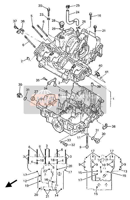 Yamaha GTS1000A 1993 Crankcase for a 1993 Yamaha GTS1000A