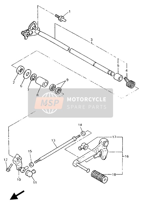 Yamaha GTS1000A 1993 Shift Shaft for a 1993 Yamaha GTS1000A