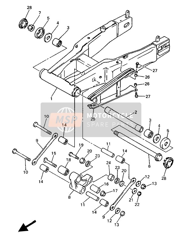 Yamaha GTS1000A 1993 Rear Arm for a 1993 Yamaha GTS1000A