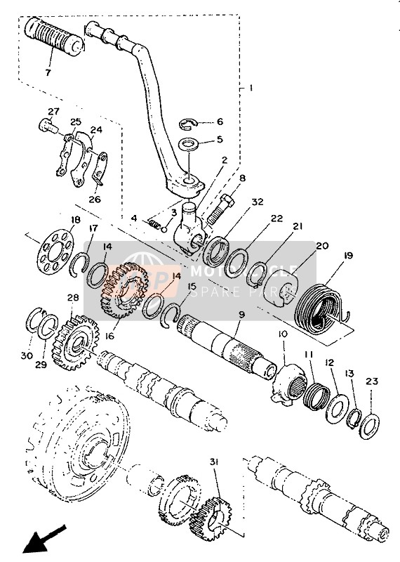 1JN156100000, Ass.Pedale Kick Avv., Yamaha, 0