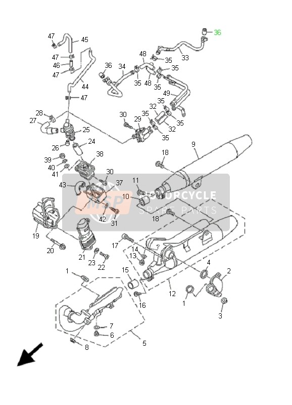 5BN146200200, Coude D'Echappement, Yamaha, 0