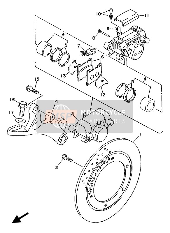 Yamaha TDM850 1993 Rear Brake Caliper for a 1993 Yamaha TDM850