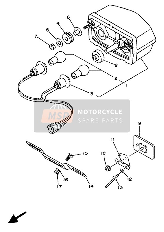 Yamaha TDR125 1993 Fanale Posteriore per un 1993 Yamaha TDR125