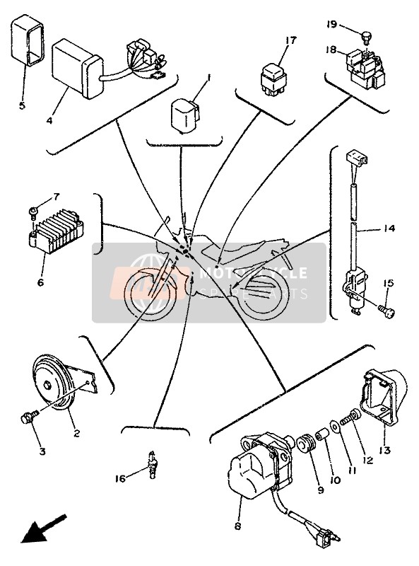 Yamaha TDR125 1993 ELEKTRISCH 2 für ein 1993 Yamaha TDR125