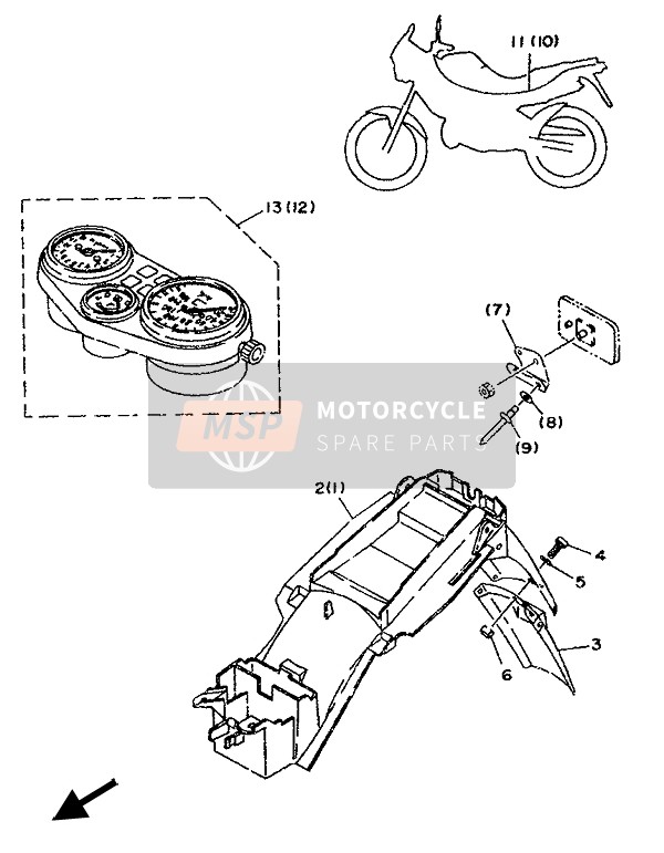 Yamaha TDR125 1993 ALTERNATIV (CHASSIS) (FÜR FI) für ein 1993 Yamaha TDR125