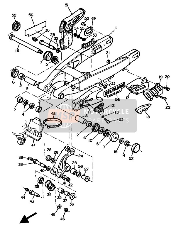 Yamaha TT600S 1993 Braccio posteriore per un 1993 Yamaha TT600S