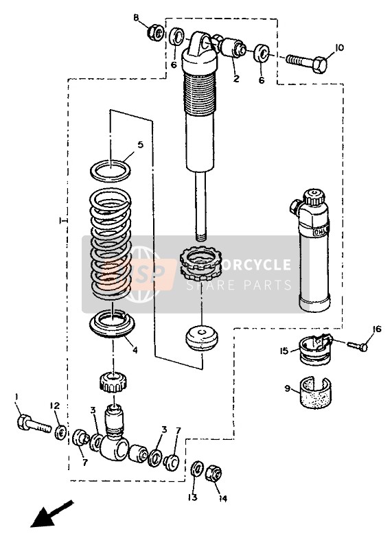 Yamaha TT600S 1993 Suspensión trasera para un 1993 Yamaha TT600S