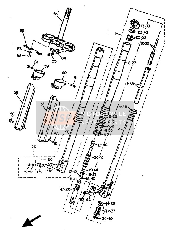 Yamaha TT600S 1993 Forcella anteriore per un 1993 Yamaha TT600S